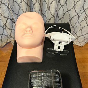 Magnifying head piece and practice mannequin head